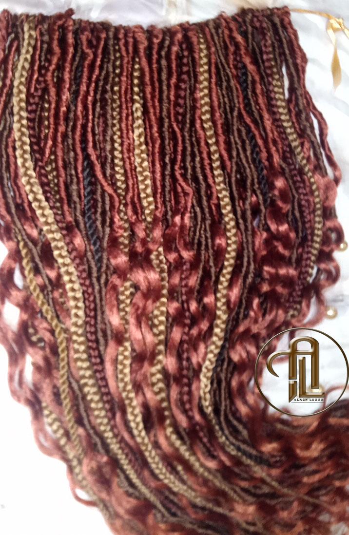 Soft Textured Dreads Single Ended Brown Blonde  Ginger 350 SE 75 Piece Set Soft Crochet Boho Dread Braid Hair Wrap Extension Wavy Curly