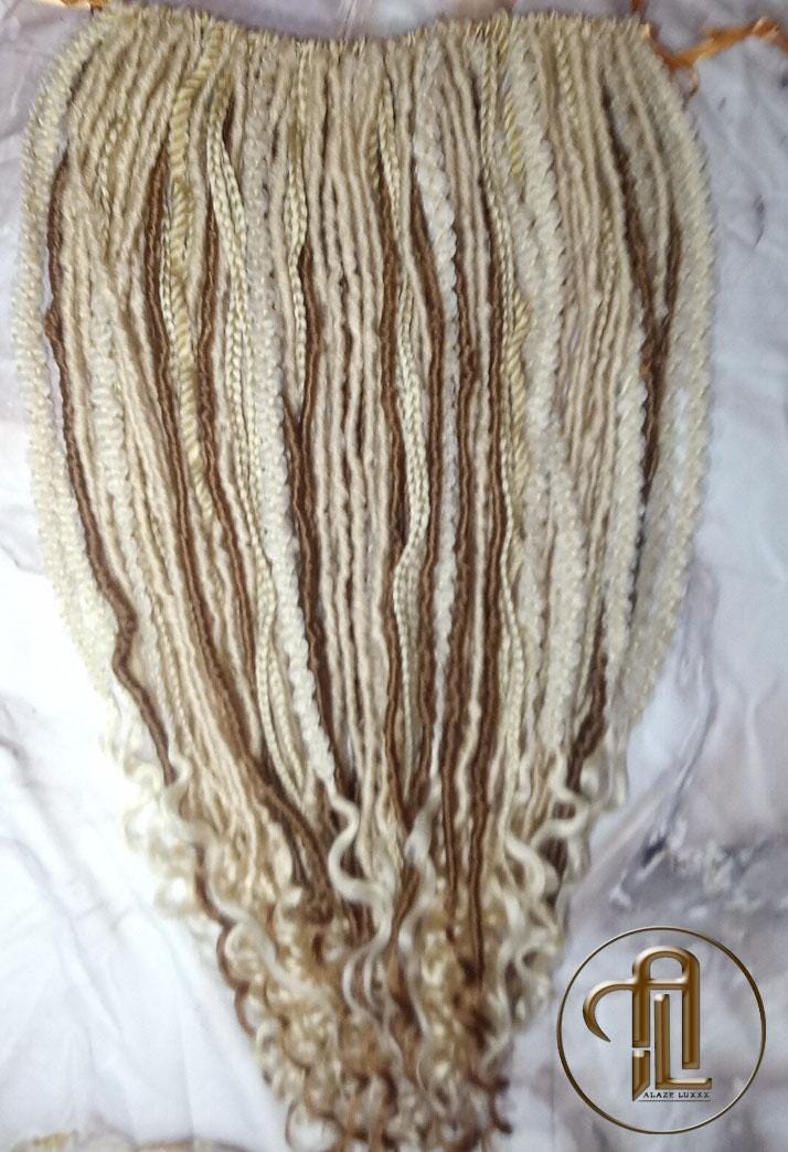 Single End white honey blonde 613 27 SE 75 Piece Set Straight wavy dreads textured braid Bohemian synthetic dreadlock Soft Boho  Extension