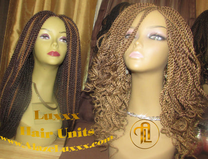 Blonde Straight Senegalese Twist Wig Unit 14' Auburn 27 30 Curly Alopecia Natural Kinky Marley Crochet Braided Braiding Wigs for cancer