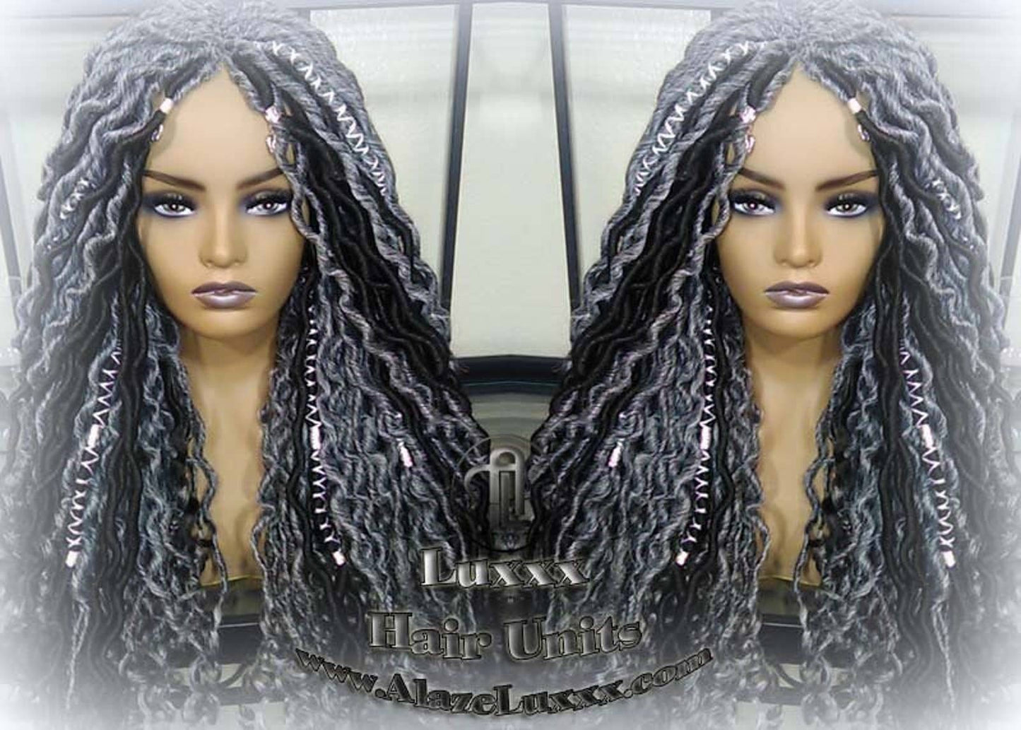 Goddess Faux Dread Locs Salt N Pepper 44 51 Gypsy Boho Silver Black 1B Grey Gray Platinum Storm Wig Unit Wavy Ready to ship