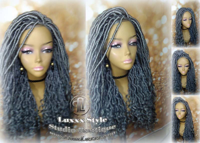 Lace Frontal Lace Front Straight Storm Silver Grey Gray 44 51 Platinum Gypsy Goddess Faux Dread Loc  Lock Crochet Freetress Model Model Wig
