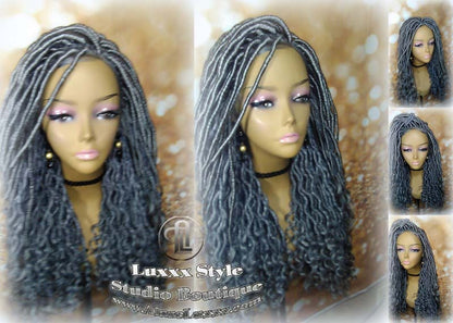 Lace Frontal Lace Front Straight Storm Silver Grey Gray 44 51 Platinum Gypsy Goddess Faux Dread Loc  Lock Crochet Freetress Model Model Wig