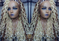 Headband Wig Blonde 613  27 Platinum Honey Blonde Goddess Faux Loc Gypsy Bohemian Boho Wig Blonde Wavy Waterfall Hair Crochet Braided Wig