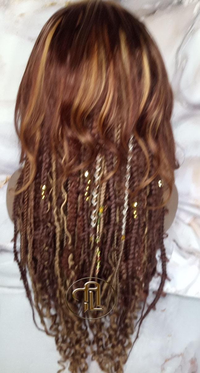 Lace Frontal Human Hair Dread Braid Twist Boho Synthetic China Bang Bohemian Ombre Brown Blonde Long Wavy Curly Balayage Wig Viking Wig