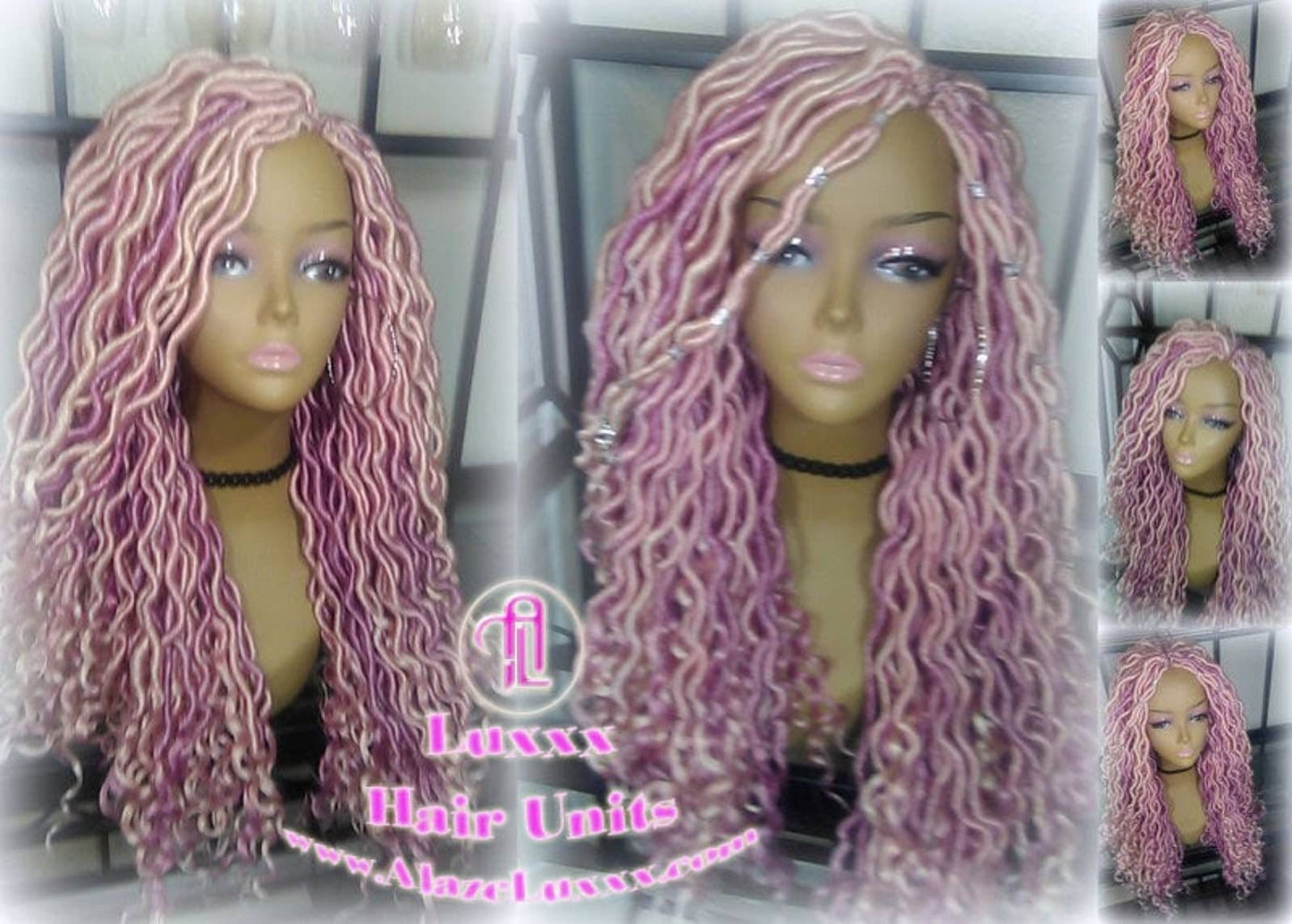 Pink Dreadlock Mermaid Wig Goddess Faux locs braided Synthetic hair Hot Pink Light Pink wig pink extensions stage hair gypsy Boho