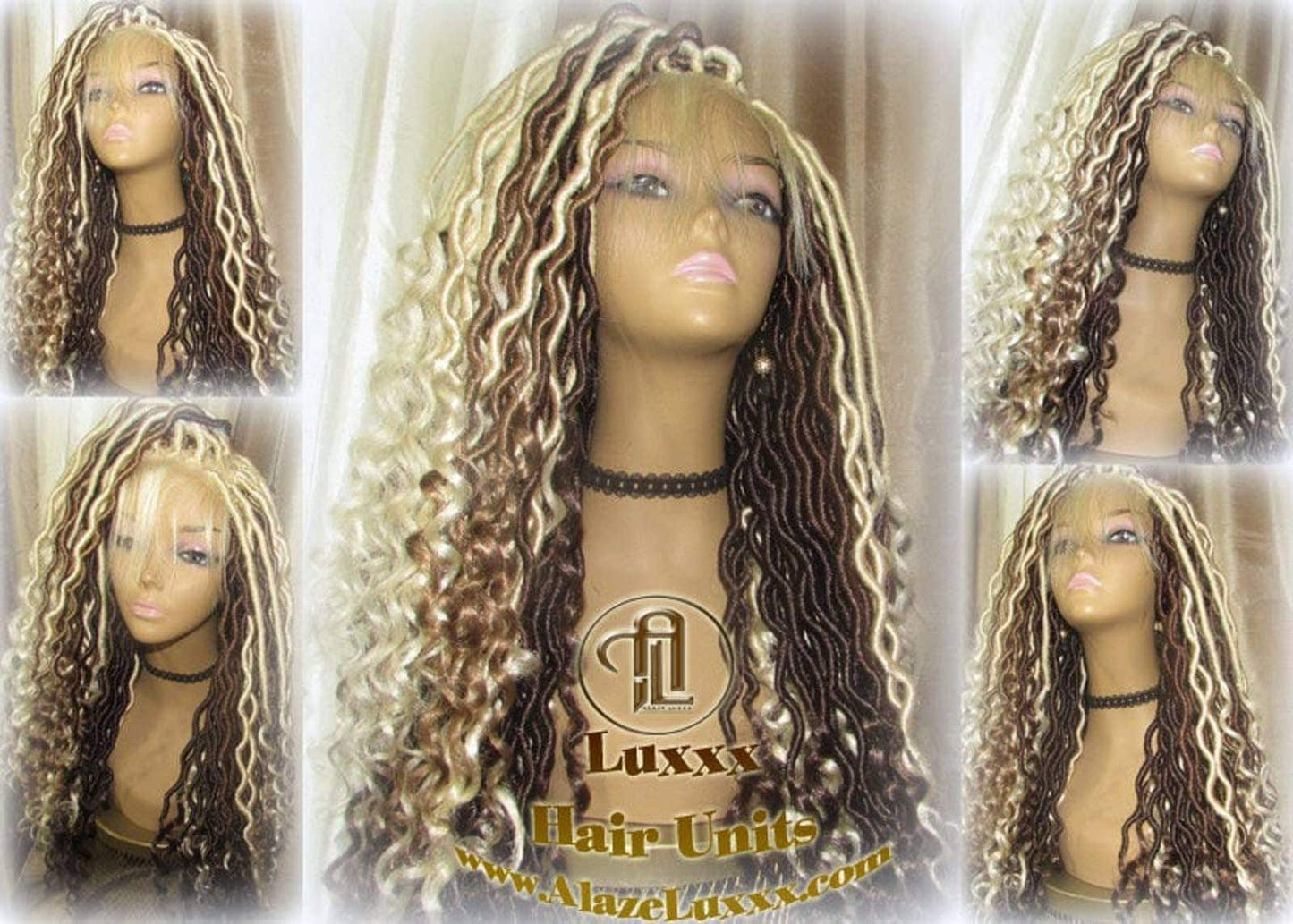 Goddess Faux Locs Platinum Blonde Brown 27 Gypsy Boho 613 Boho Braid Wig Bohemian Lace Dreads Closure Cosplay Mermaid Summer Spring