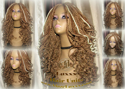 Straight Curled Senegalese Twist WigBlonde Platinum Bombshell 18' Auburn 27 30 613 Curly Alopecia Natural Kinky Marley Braided Braiding Wig