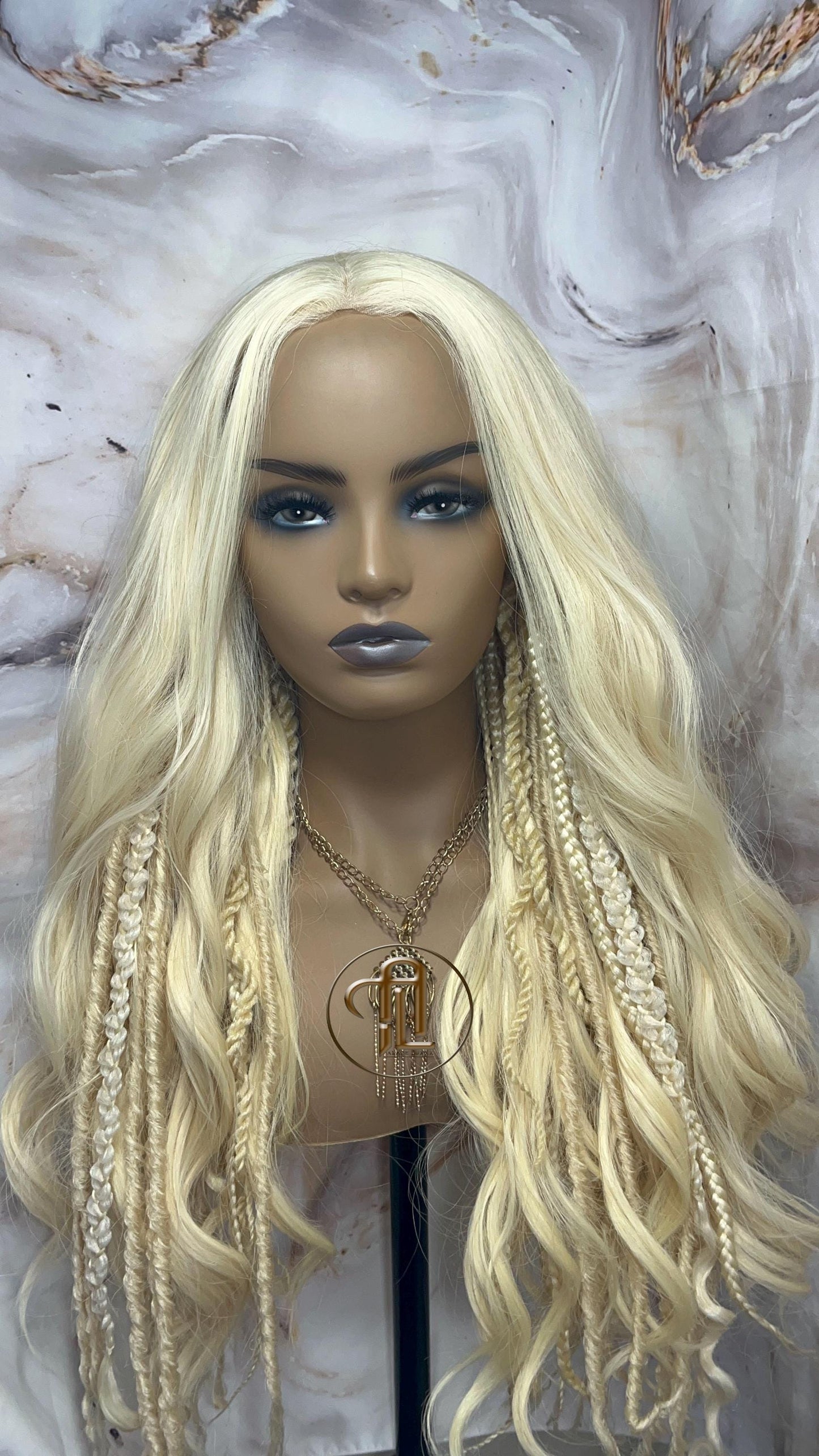 Lace Front Dread Braid Full 613 Blonde Wig Twist Soft Crochet Boho Synthetic Dread Braid Boho Long Wavy Curly Wig Goddess Braids & Waves 24'
