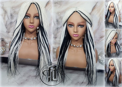 White Black #60 Senegalese Twist 24 Inch Long Soft Crochet Ombre High Temperature Braids Hair Synthetic Braiding Hair Extension