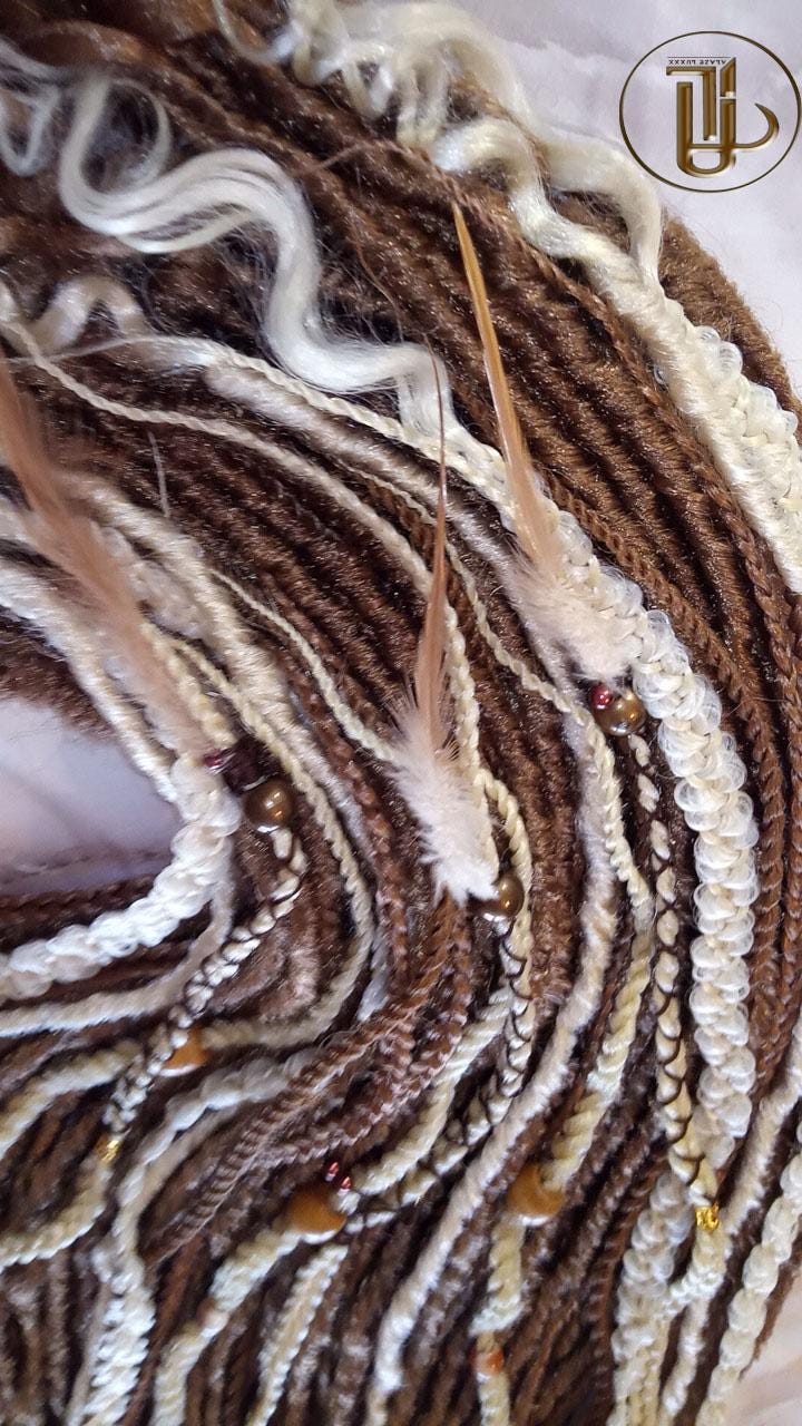 Brown Blonde Set Soft boho Bohemian dreadlocks textured braids wavy dreads  SE Full set Curls dreads and Braids Dragon Braids