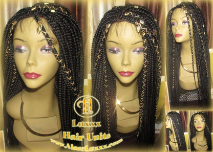 Black Box Braid Wig Lace Baby Hair Large Medium! Long Straight Goddess Braids Lace Wig Xpressions Hair