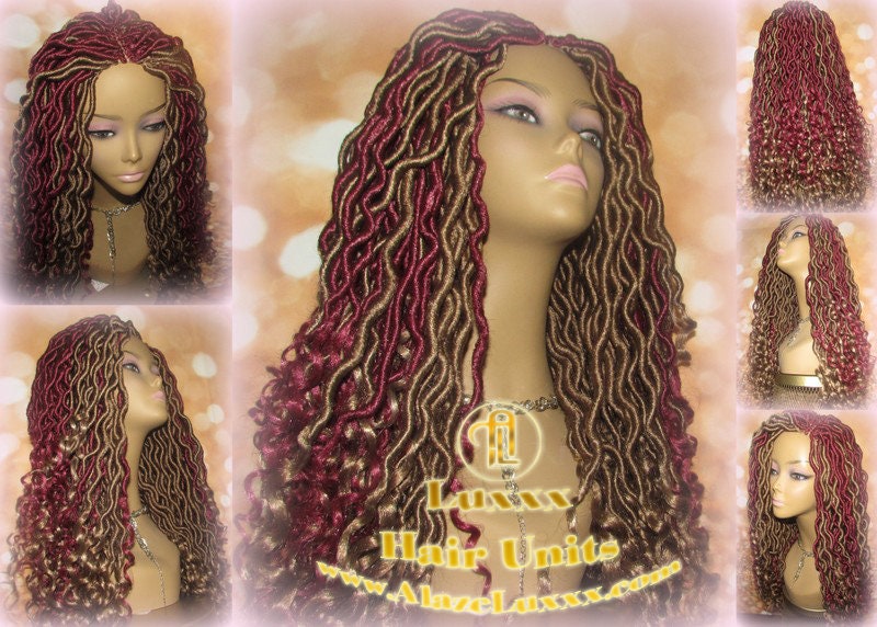 Goddess Faux Locs Red Long  Burgundy 530 Hair  Blonde 27 Marley Crochet Synthetic Dread Extension DE SE Loc Lock Boho Bohemian Festival Rave
