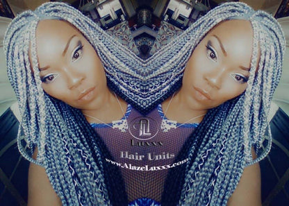 Box Braid 44 51 Wig Grey Gray Silver Lace Baby Hair Storm Long Medium Straight Glueless! Braid Lace Wig Pre Stretched Braiding Hair