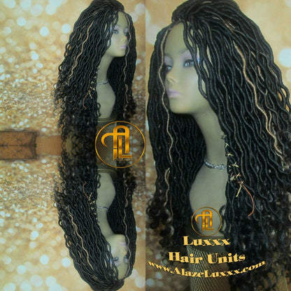 16 in Individual Goddess Faux Locs Crochet Dread Wig Wavy Black Dreads 1B Honey Blonde 27 Gypsy Gipsy Synthetic Dred Festival Bohemian Boho