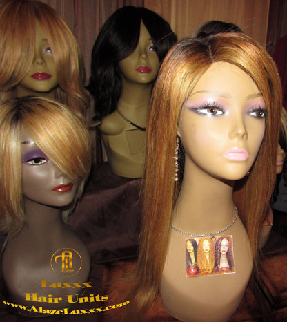 Dark Roots Honey Blonde 18 In' Straight Long Auburn 27/613  Ombre Custom Color Virgin Hair Unit Lace FrontWigs Kim Khloe Kardashian Wig Look