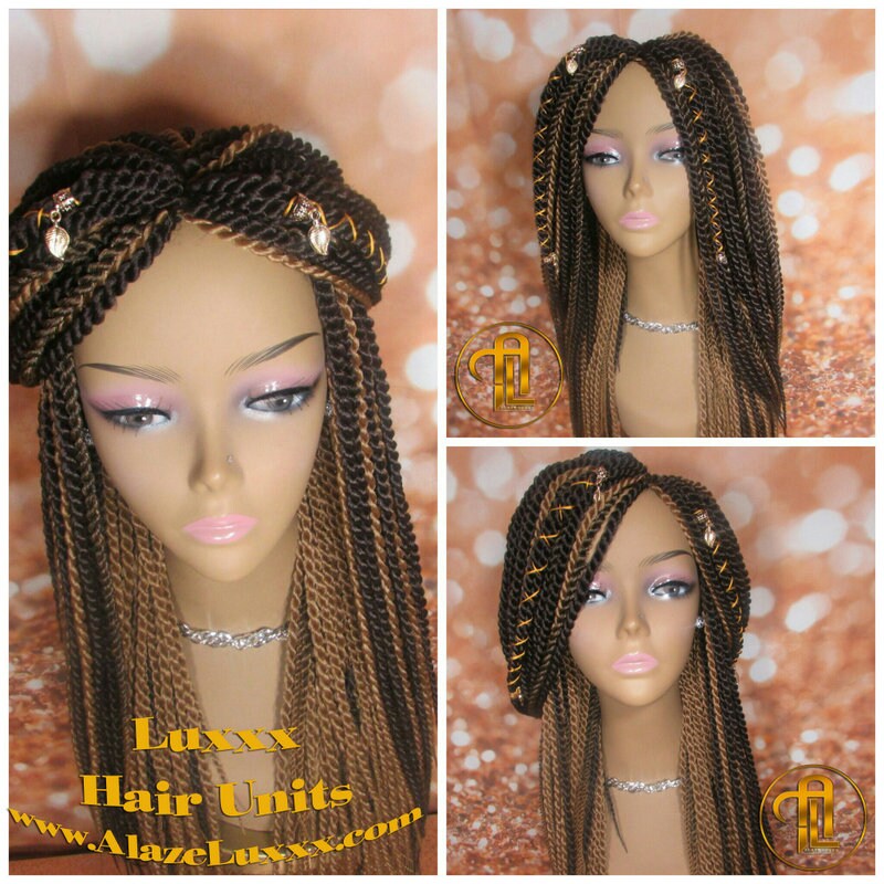 Straight Senegalese Twist Wig Unit! Medium Small Long Blonde Brown #4 #27 Crochet Twist Braided Wig 2tone honey blond hair charms wig maker