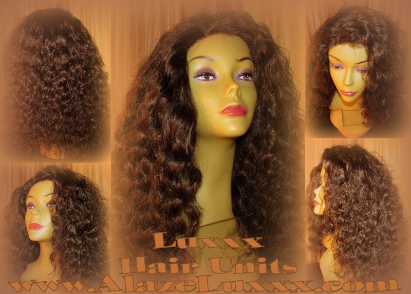 Virgin Hair Curly 18' Gorgeous Custom Unit Lace Front  Celebrity Wigs  Wig Look Brazilian Malaysian or Peruvian Big Virgin Hair Curly Hair
