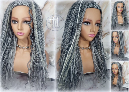 Braids Dreads Mix Headband Wig Silver Grey 44 51 Set Twist Soft Crochet Boho Dread Braid Set Bohemian extensions