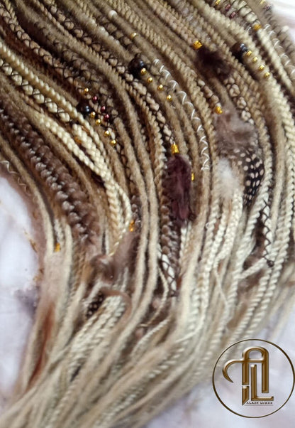 Blonde Ombre Single End SE Set Kit Synthetic Soft Crochet Boho Dread Braid Hair Wraps Extensions Textured Single Loop Dread Brown Dreads