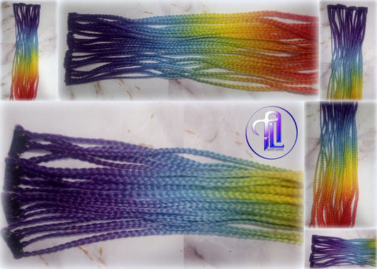 Rainbow Ombre Clip in Braid Long 24 in Boho Extensions Rainbow Ombre Pink Box braiding hair Rave Festival
