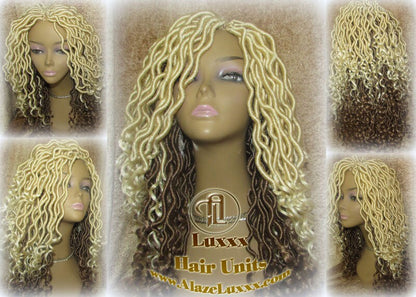 Platinum Blonde Honey Blonde Full Synthetic Dread Wig Few Criss-Crosses Wrapped Uni-Sex Wig Kawaii Gypsy Bohemian Boho Goddess Extensions
