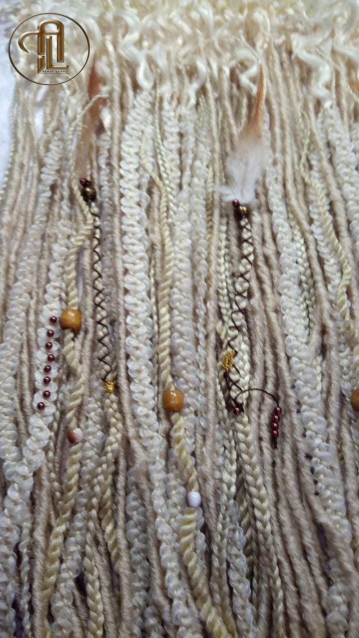 Renaissance Festival Boho Blonde Single Ended Dreads Full Set Festival Viking Braid DE SE Synthetic Braid in Dreadlocks 613 Locs Extensions