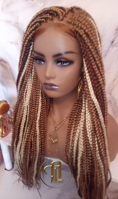 Lace Frontal Braid Wig Blonde Brown Ginger 27 30 613 Box Braid Wig Copper White Blonde Platinum Lace Baby Hair Unit Straight Glueless Braid
