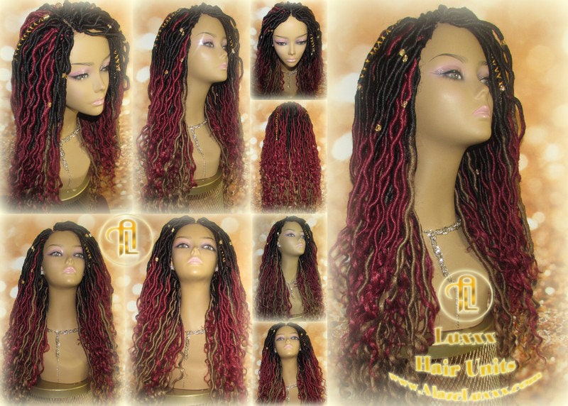Dread Dred Loc Lock Wig Fire Goddess Red Burgundy  530 Ombre  1b  Blonde 27  Marley Goddess Crochet Synthetic Unit Hair Braided Wavy Cosplay