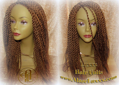 Senegalese Twist Wig Auburn '18 #30 NEW Natural Look! Handmade Unit! Glueless Lace Part! Medium Kinky Twists Box Braid Wigs Havana Straight