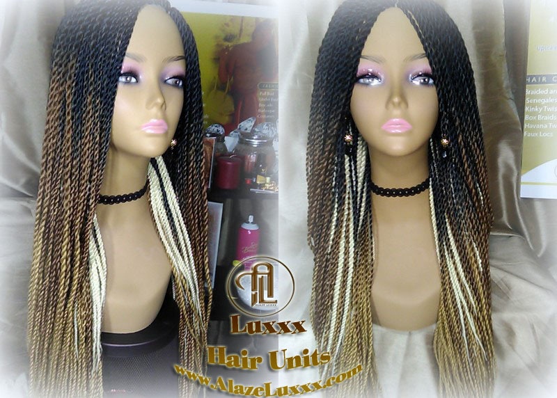 Senegalese Twist Braid Wig 26 28 Inch Long Ombre Black Brown Blonde 27 613 Small Crochet Braids Drag Queen Wig Synthetic Braiding Alopecia