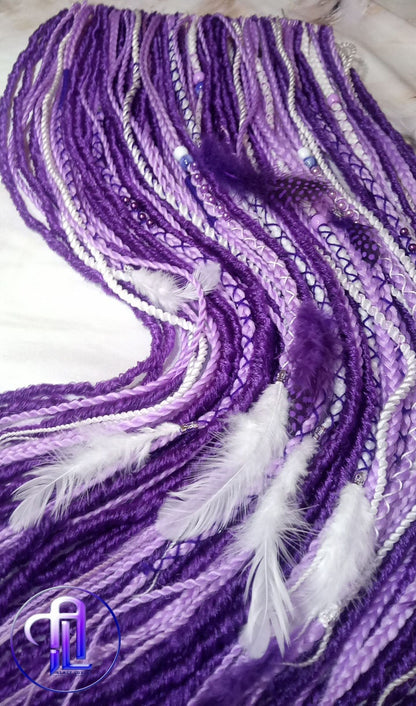 Purple White Dreadlock Extensions  Crochet Dreads Synthetic Dreadlocks Straight Textured Extensions Se Dreads Single Ended Hair Extension