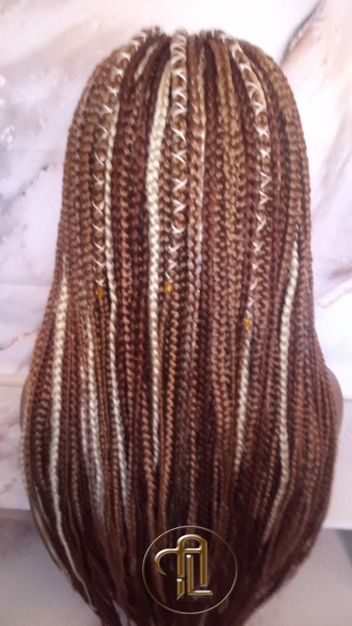 Lace Frontal Braid Wig Blonde Brown Ginger 27 30 613 Box Braid Wig Copper White Blonde Platinum Lace Baby Hair Unit Straight Glueless Braid