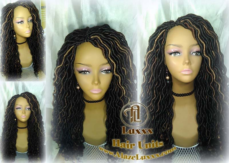 Long Wavy Goddess Faux Locs Honey Platinum DE SE Dred Lock Braided Wigs Dread Wig Blonde 30 27 Black Dread Gypsy Bohemian Boho  Distress
