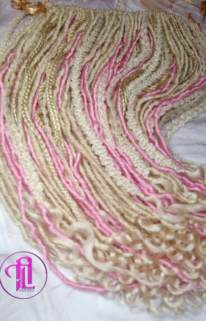 Oink  Blonde 613 Single End  SE 75 Piece Set Straight wavy dreads tebraid Bohemian synthetic dreadlock Soft Boho Dread Braid Hair Extension
