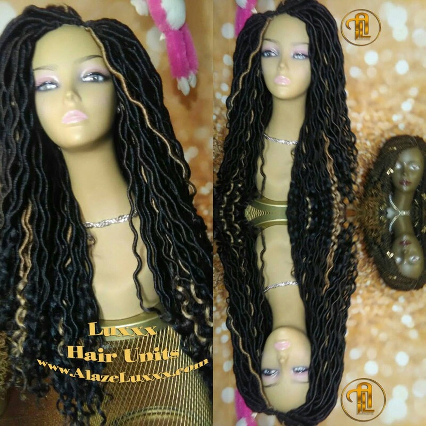 Goddess Faux Locs Wig Black Blonde 27 Dread Wig Wavy Black Dread 1B Long Long Gypsy Locs Wig Synthetic Dred Lock Bohemian Boho Crochet Braid