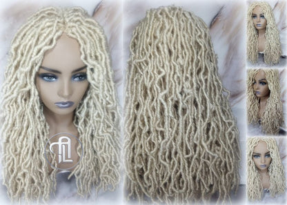Nu Locs Distressed Soft Locs Platinum Blonde Braided Wig Gypsy Bohemian Boho 613 Goddess Faux Dread Locs Faux Locs