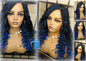 Blue Ombre Goddess Box Braids Mermaid curly long distressed bohemian braids Gradient Hair Short Curly 14/16in