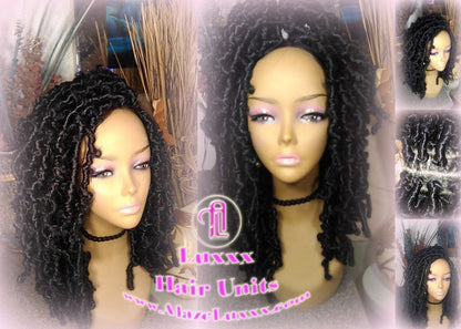 Black short butterfly locs wig boho gypsy 1b Jet black Short Medium Braid Wig Black Lace Closure Baby Hair Braid Wig Festival hair