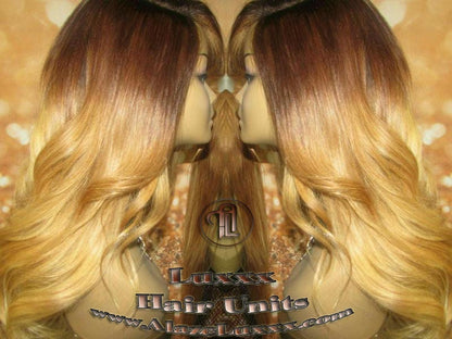 Brown Blonde Ombre Straight Honey Hair Highlights Balayage  Virgin Hair Unit Wig Closure Blonde Wig 27 613 platinum dark roots Wig Stylist