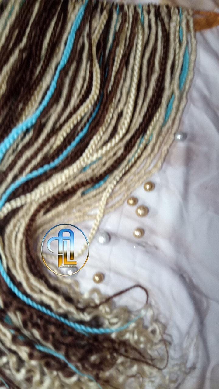 Brown Blonde Blue Set Soft boho Bohemian dreadlocks textured braids wavy dreads  SE Full set Curls dreads and Braids Dragon Braids Locs