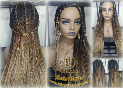 Cornrow Black Brown Blonde Ombre Lemonade Braid Wig French Braids Feed in Braids Box Braids Tribal African Goddess Fulani Beyonce