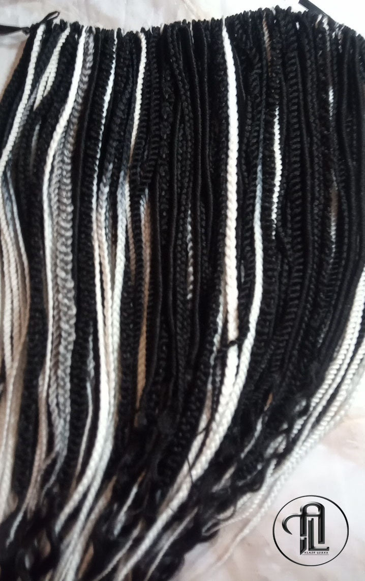 Black Silver White Grey Single Ended SE 100 Piece Set Kit Mixed Soft Crochet Boho Dread Braid Extensions Textured Natural Realistic