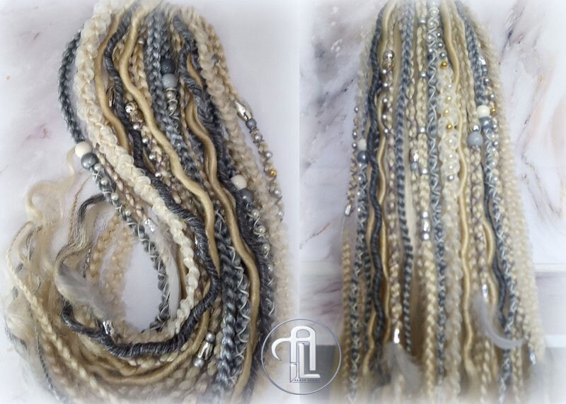 Ponytail Hair Fall Extensions Blonde 613 Grey Silver Elements Accents Feathers synthetic box braids hair scrunchie clip in Clip on Braids
