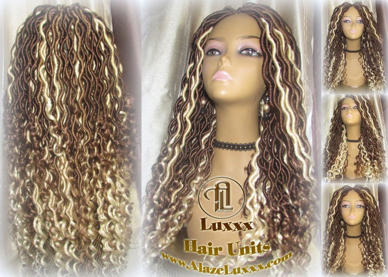 Goddess Faux Locs Platinum Brown Blonde  27 Gypsy Boho 613 Boho Braid Wig Bohemian Lace Dreads Closure Cosplay Mermaid Summer Spring