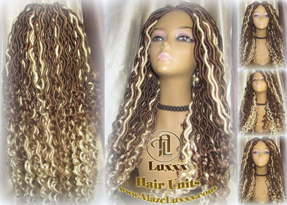 Goddess Faux Locs Platinum Brown Blonde  27 Gypsy Boho 613 Boho Braid Wig Bohemian Lace Dreads Closure Cosplay Mermaid Summer Spring