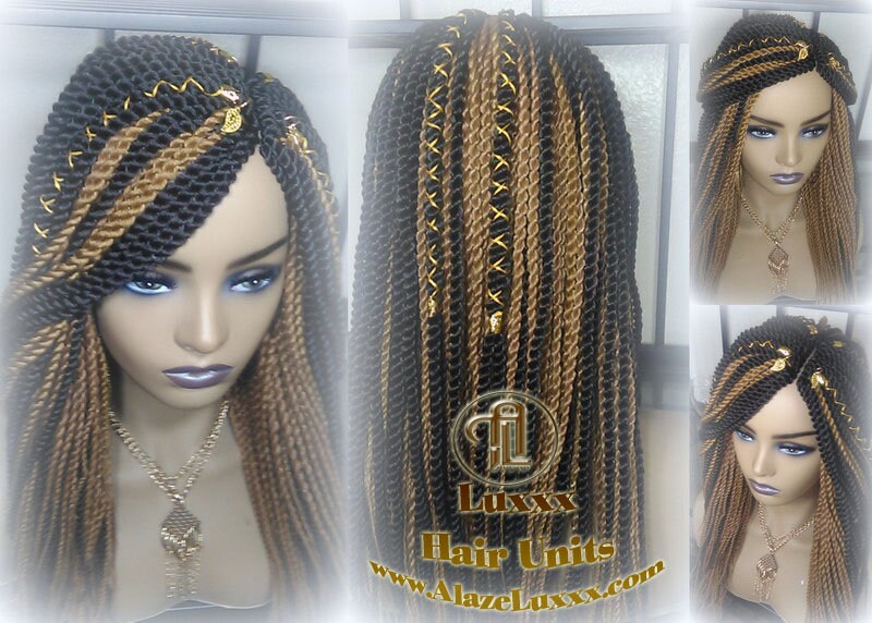 Straight Senegalese Twist Wig Unit! Medium Small Short Blonde Brown #4 #27 Crochet Twist Braided Wig 2tone honey blond hair Alopecia wig