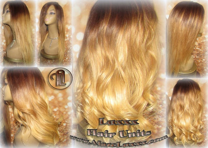 Highlights Balayage Colorist Brown Honey Blonde Ombre Wig Maker Virgin Hair Unit Wig Closure Blonde Wig 27 613 platinum dark roots Alopecia