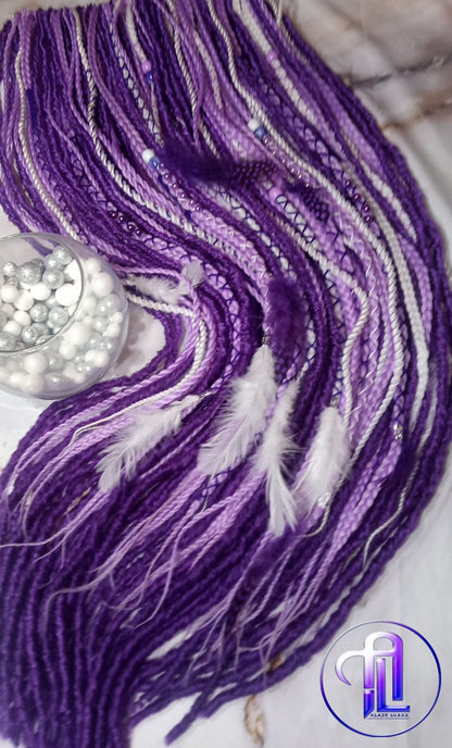 Purple White Dreadlock Extensions  Crochet Dreads Synthetic Dreadlocks Straight Textured Extensions Se Dreads Single Ended Hair Extension