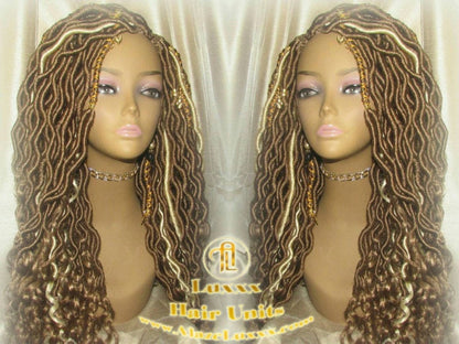 Wavy Goddess Faux Locs Blonde Honey 27 Hair Gypsy Bohemian Boho Dread Loc 613 27 DE SE Dred Lock Crochet Braided Wigs Carnival Festival Hair