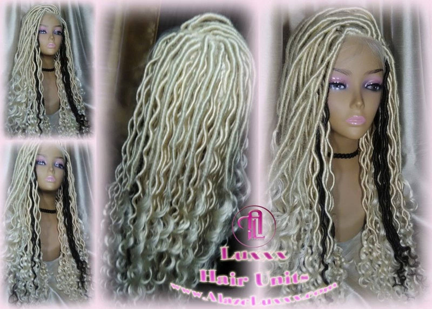 Lace Closure Wig Platinum Blonde Brown Goddess Faux Locs Gypsy Boho 613 Boho Braid Wig Gypsy Bohemian Cosplay Mermaid Summer Spring Wig